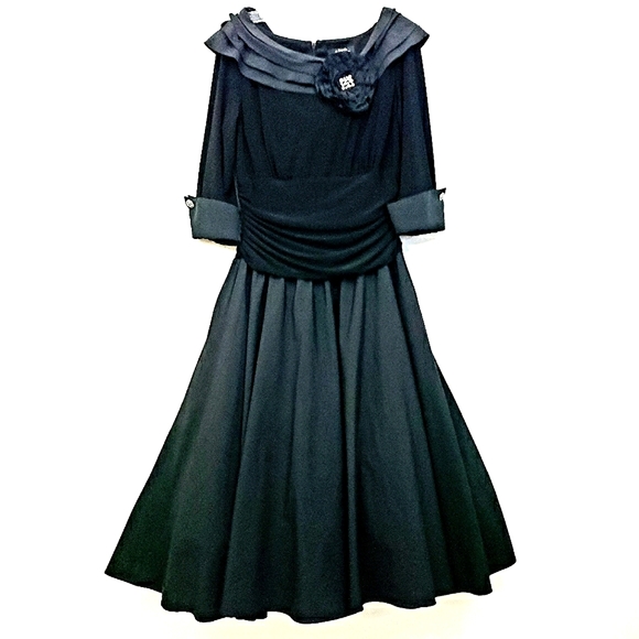 La Nouvelle Renaissance 1950's Black Retro Inspired Swing Dress - Picture 17 of 17